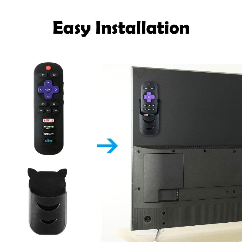 ECLINK Universal Remote Holders for TCL/ Hitachi/ LG/ Sharp/ Insignia/ Sanyo/ Hisense/ Toshiba/ Element/ RCA Roku Remote Black (2 Pack) - Image 3